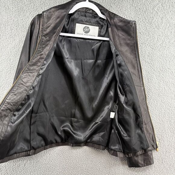 Vintage Leather Jacket Stone Mountain Mod Moto Genuine Leather Minimalist - Picture 8 of 12